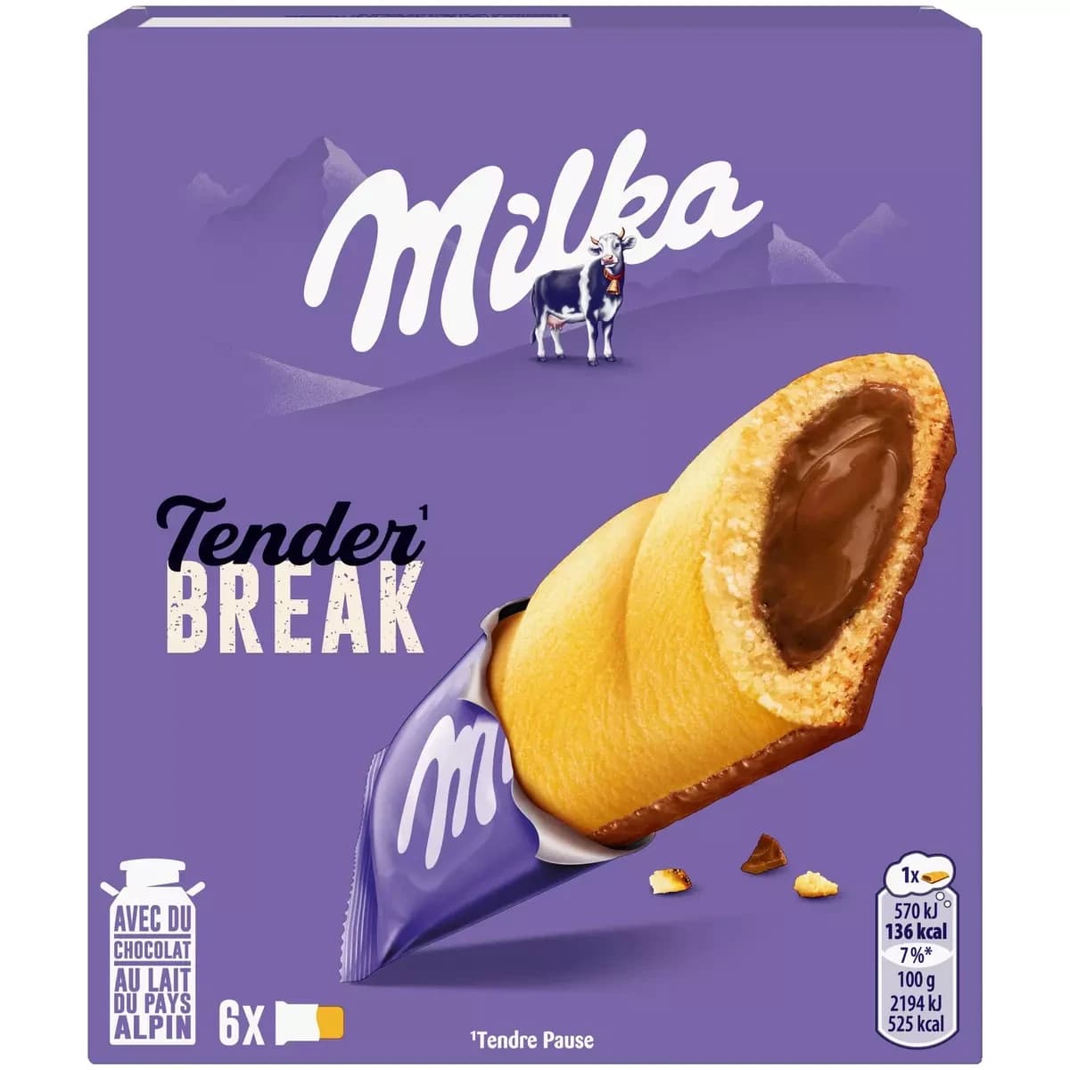 Milka Tender Break Cœur au Chocolat ×6